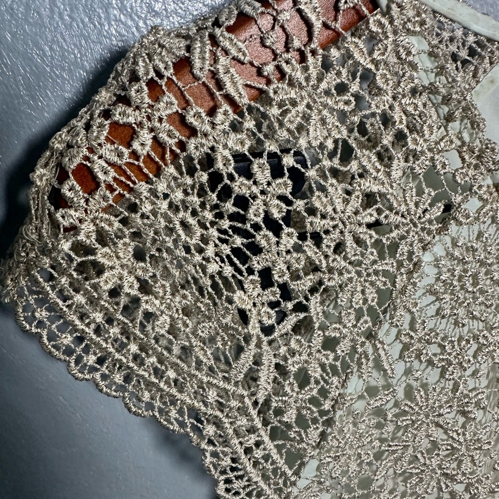 Beige Lace Embellished Cocktail Sheath Midi Dress 12 - Picture 10 of 10